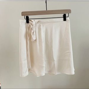 Sincerely Jules champagne satin wrap tie skirt